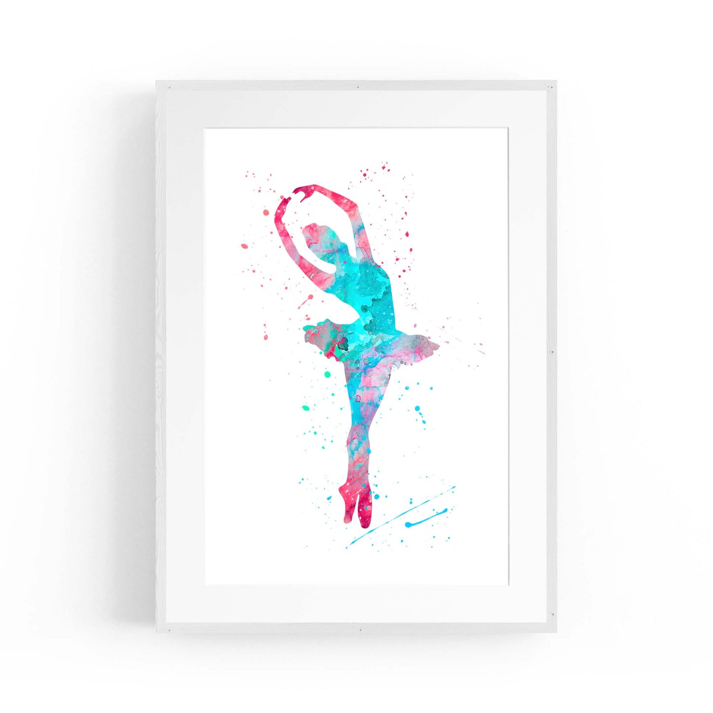 Blue & Pink Ballerina Girls Bedroom Ballet Wall Art - The Affordable Art Company