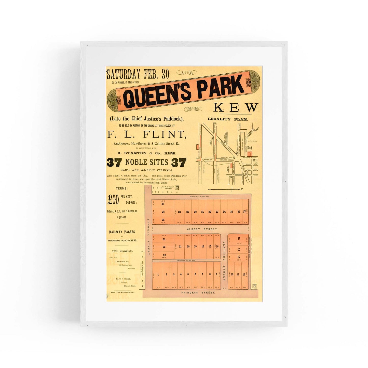 Kew Melbourne Vintage Real Estate Advert Wall Art #4 - The Affordable Art Company