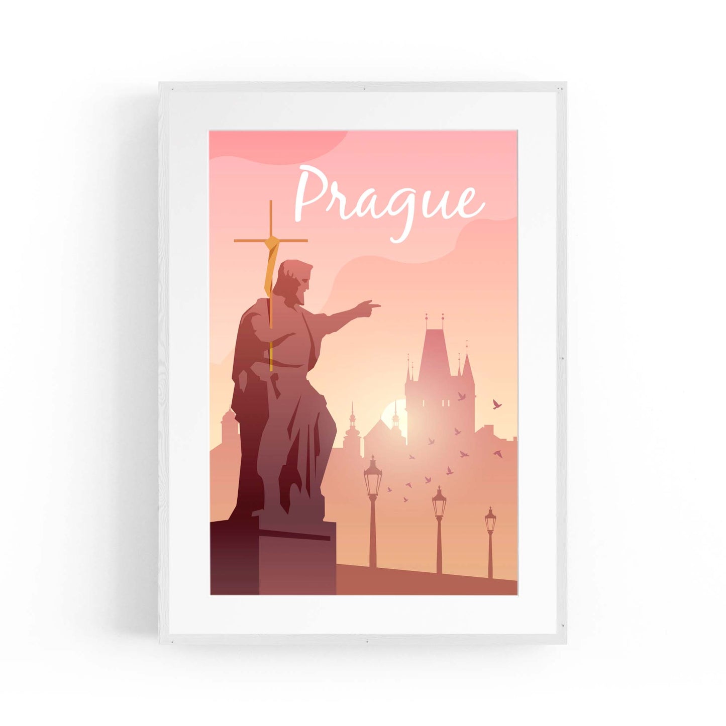 Retro Prague Czech Vintage Travel Europe Wall Art - The Affordable Art Company