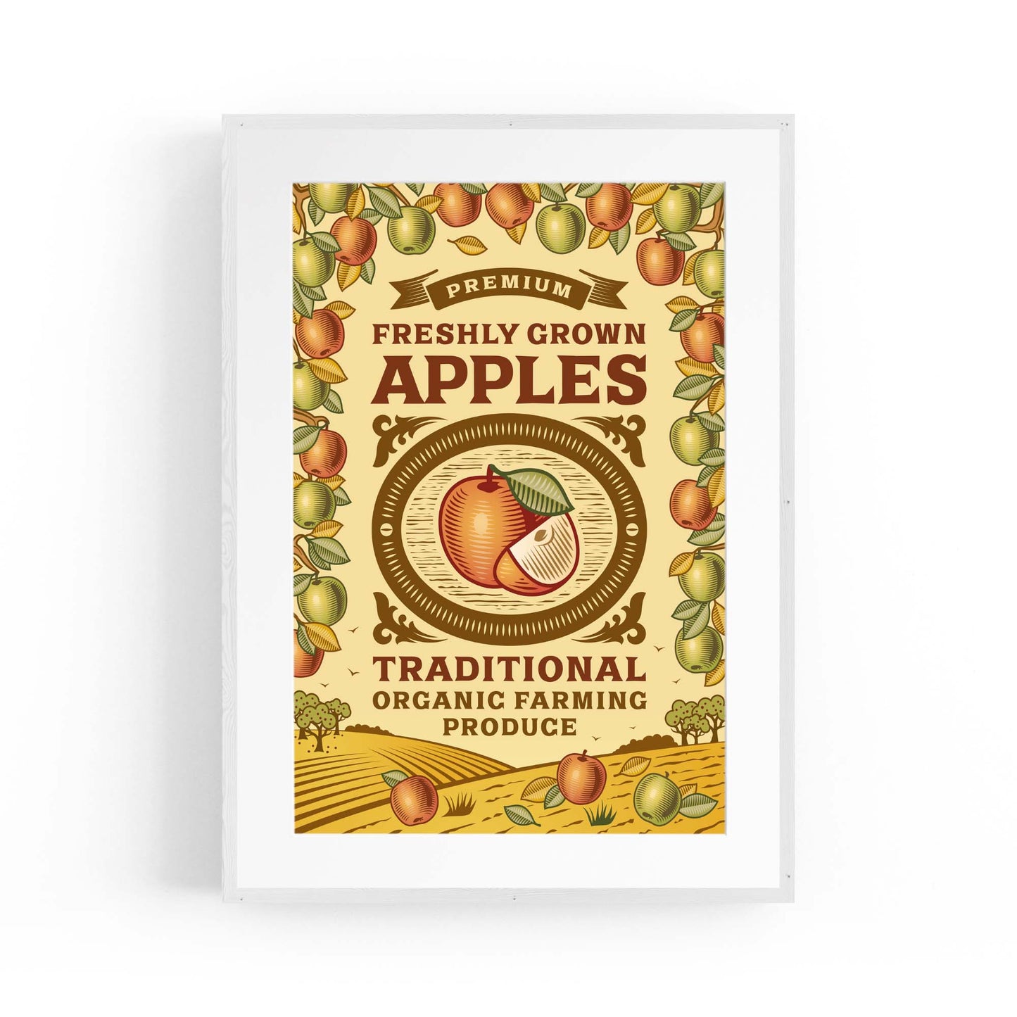 Vintage Apples Advert Farmhouse Kitchen Wall Art - The Affordable Art Company