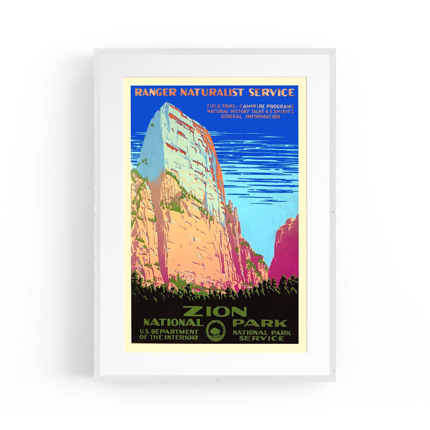 Zion National Park, USA Vintage Travel Wall Art - The Affordable Art Company