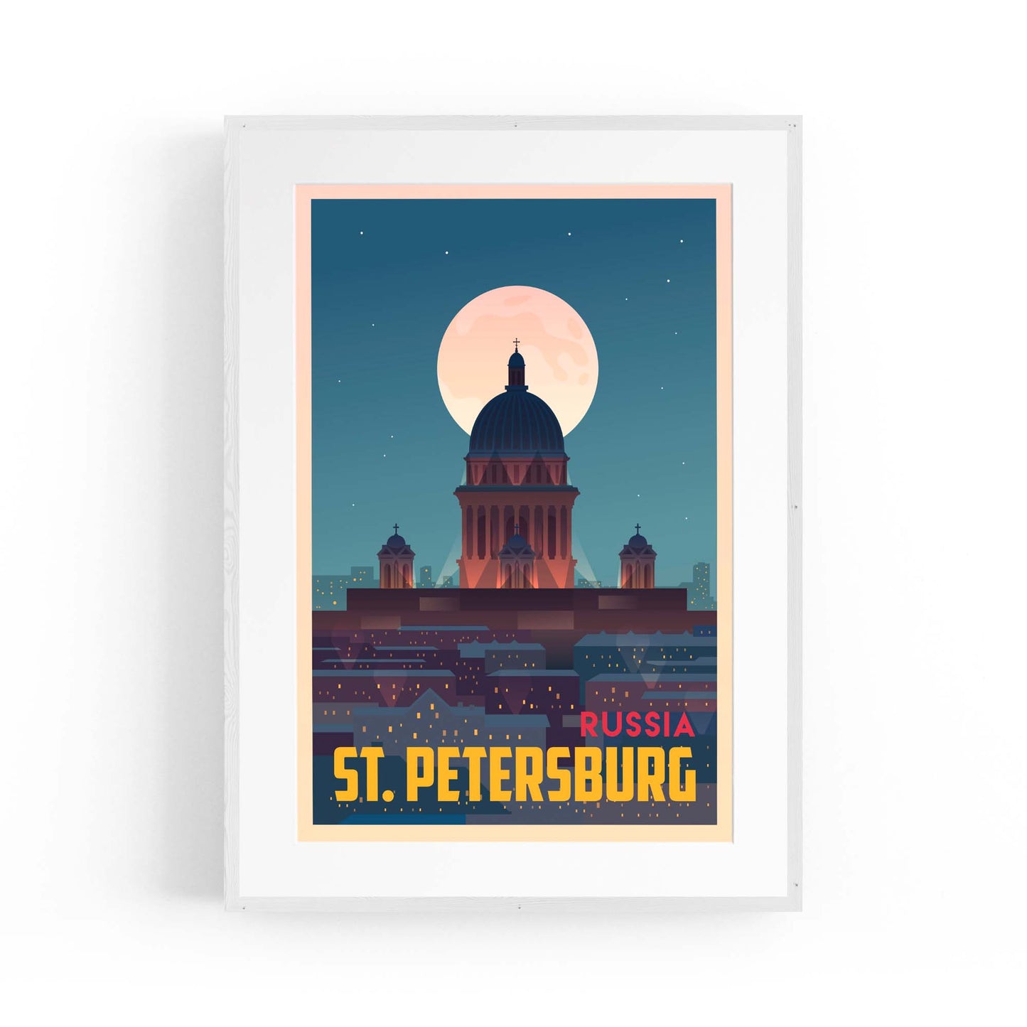 Retro St Petersburg Russia Vintage Travel Wall Art - The Affordable Art Company