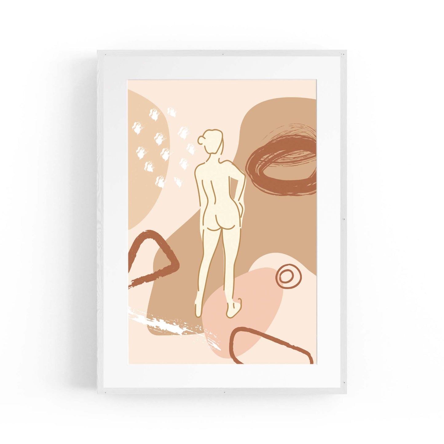 Nude Female Body Minimal Retro Drawing Wall Art - The Affordable Art Company