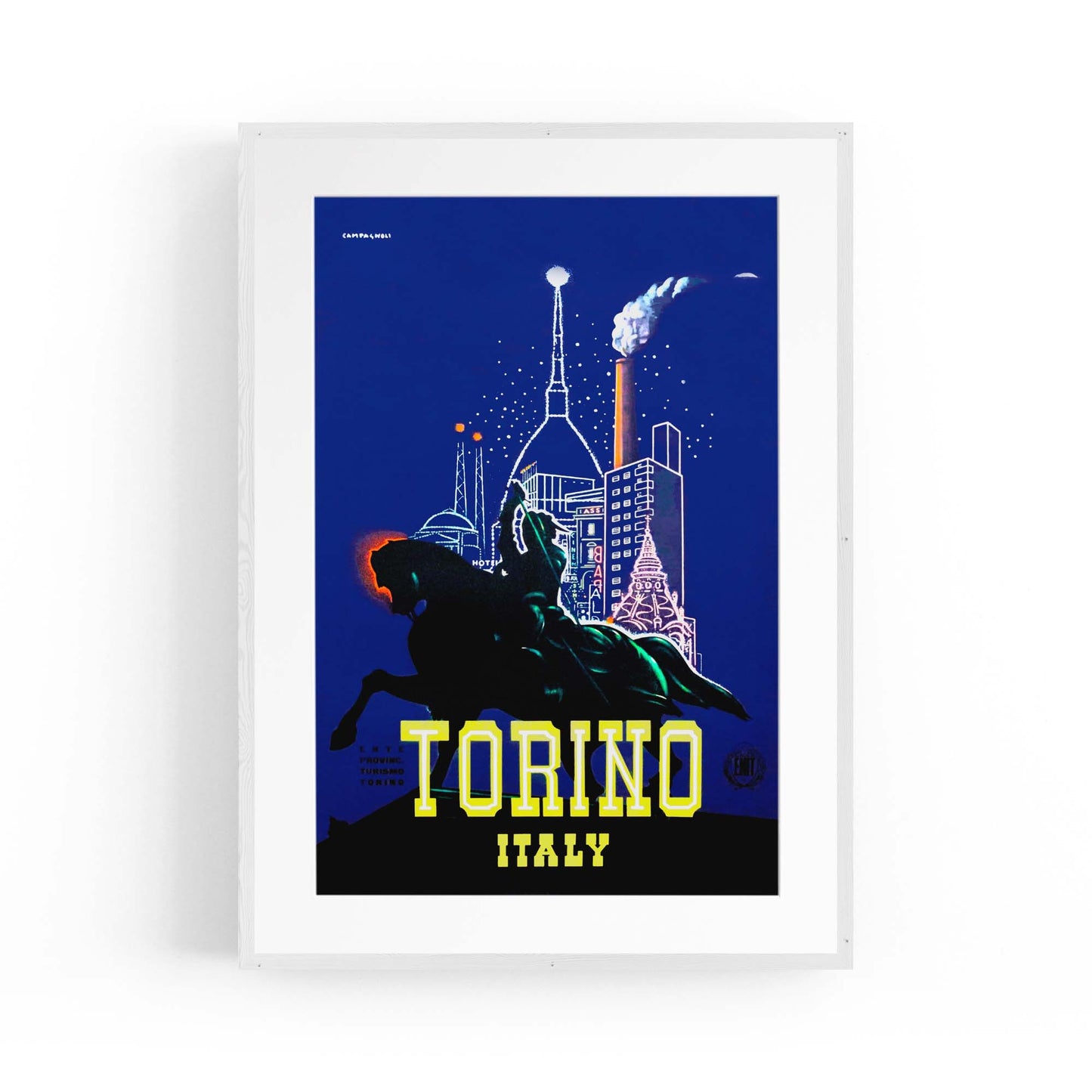 Torino Italy Vintage Travel Advert Wall Art - The Affordable Art Company