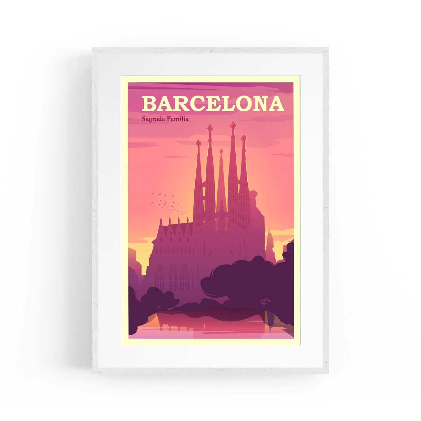 Retro Barcelona Spain Travel Vintage Wall Art - The Affordable Art Company