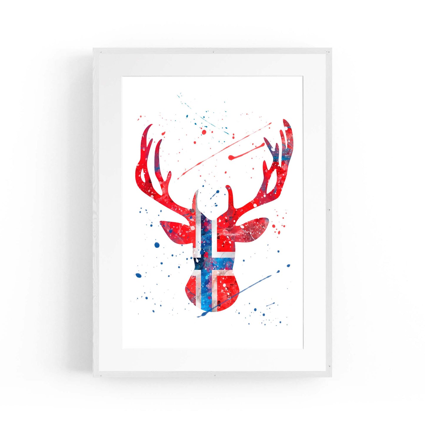 Norwegian Flag Deer Painting Wall Art - The Affordable Art Company