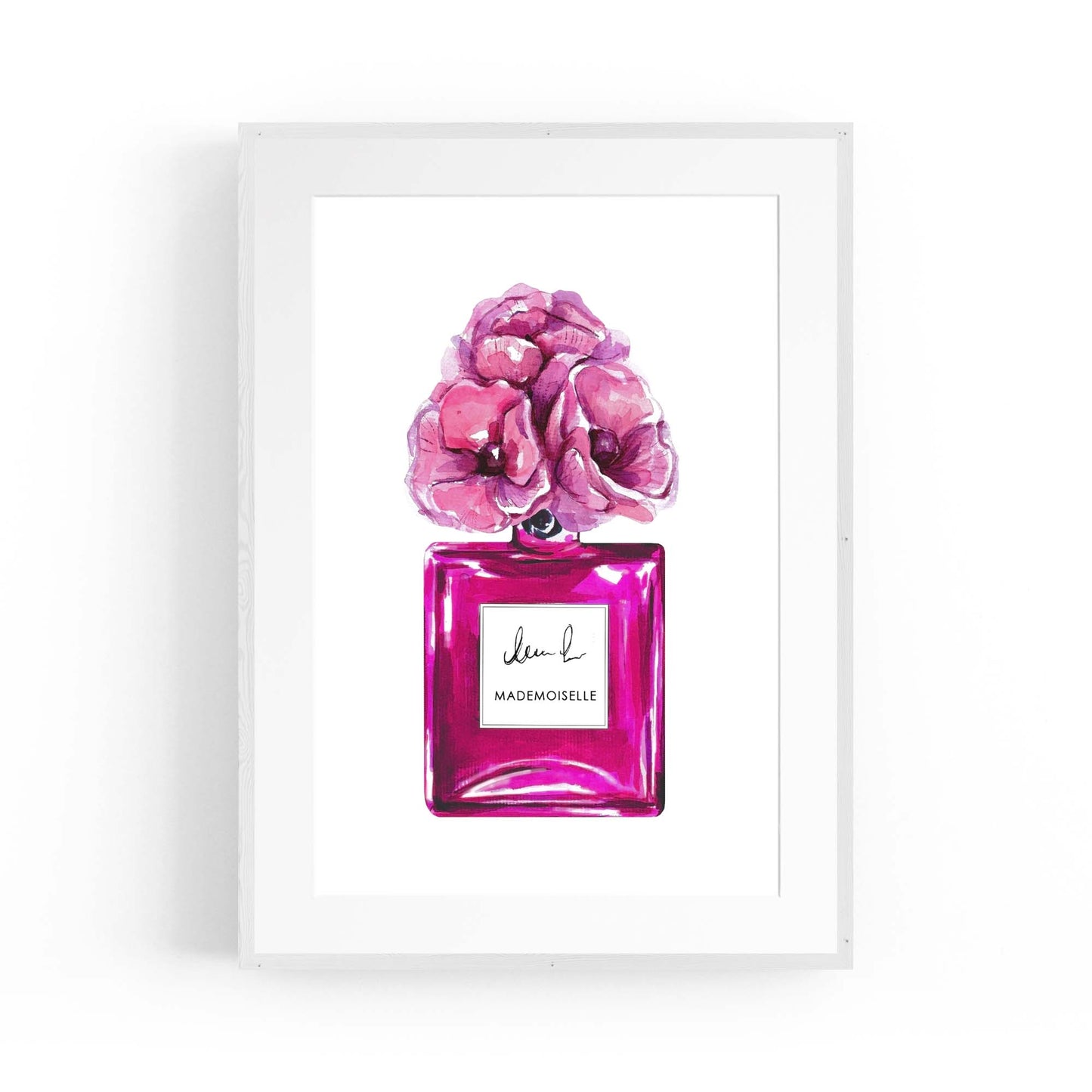 Pink Floral Perfume Bottle Fashion Flowers Wall Art #2 - The Affordable Art Company