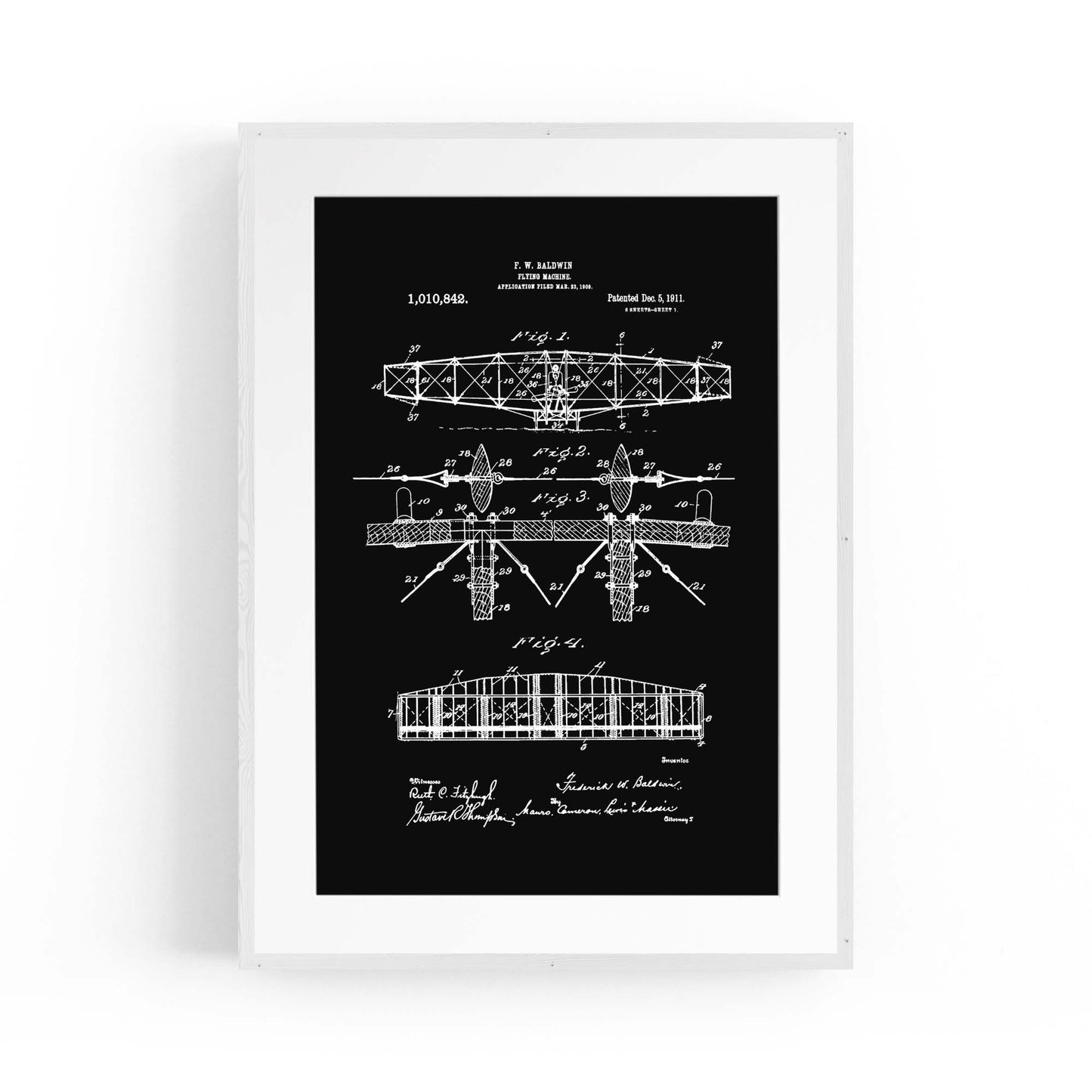 Airplane Patent Vintage Minimal Man Cave Wall Art #1 - The Affordable Art Company