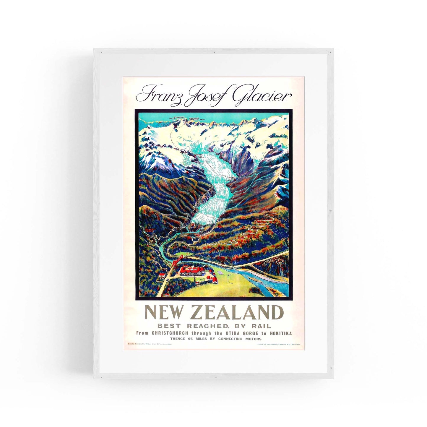 Franz Josef Glacier, New Zealand Vintage Wall Art - The Affordable Art Company