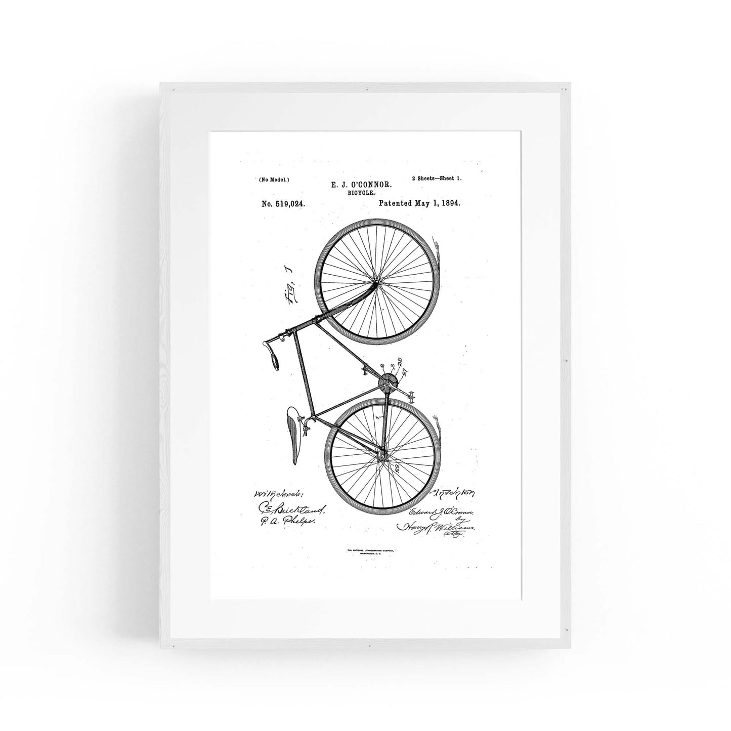 Vintage Bicycle Patent Cycling Cyclist Gift Wall Art #2 - The Affordable Art Company