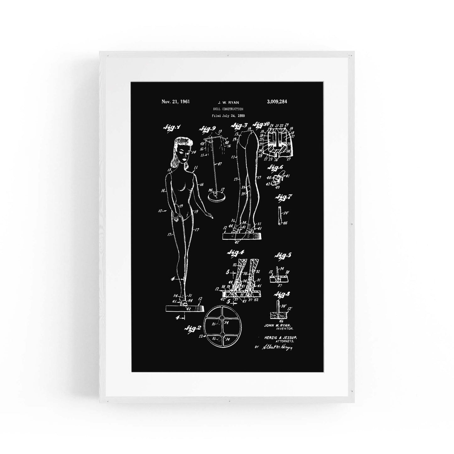Vintage Barbie Doll Toy Patent Old Style Wall Art #1 - The Affordable Art Company
