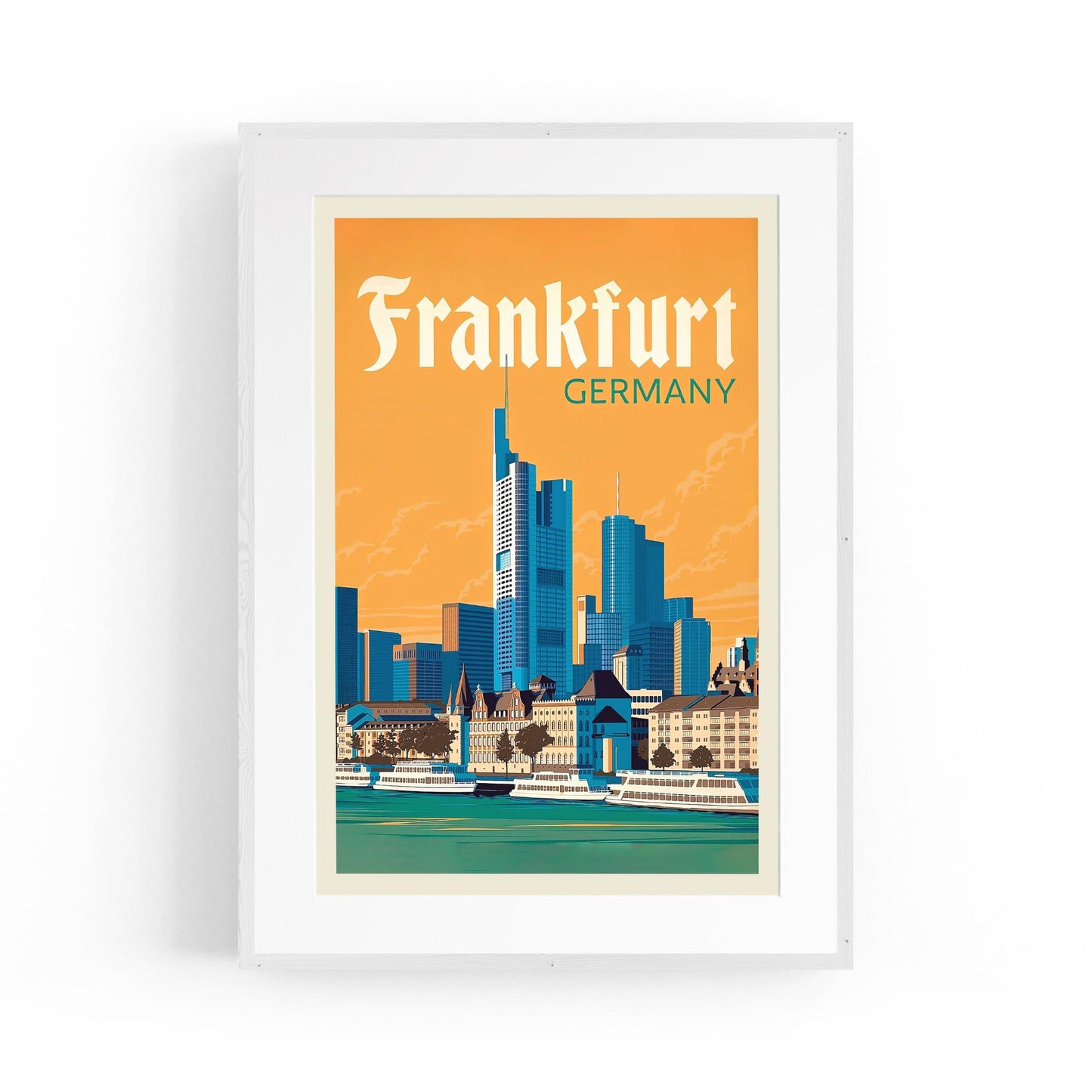 Retro Frankfurt, Germany Travel Advert Wall Art - Portsby