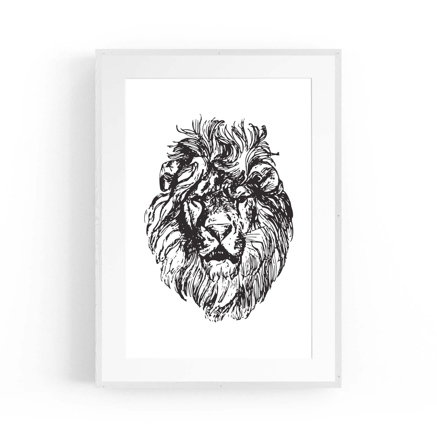 Lion Portrait Drawing Safari Anumal Wall Art - The Affordable Art Company