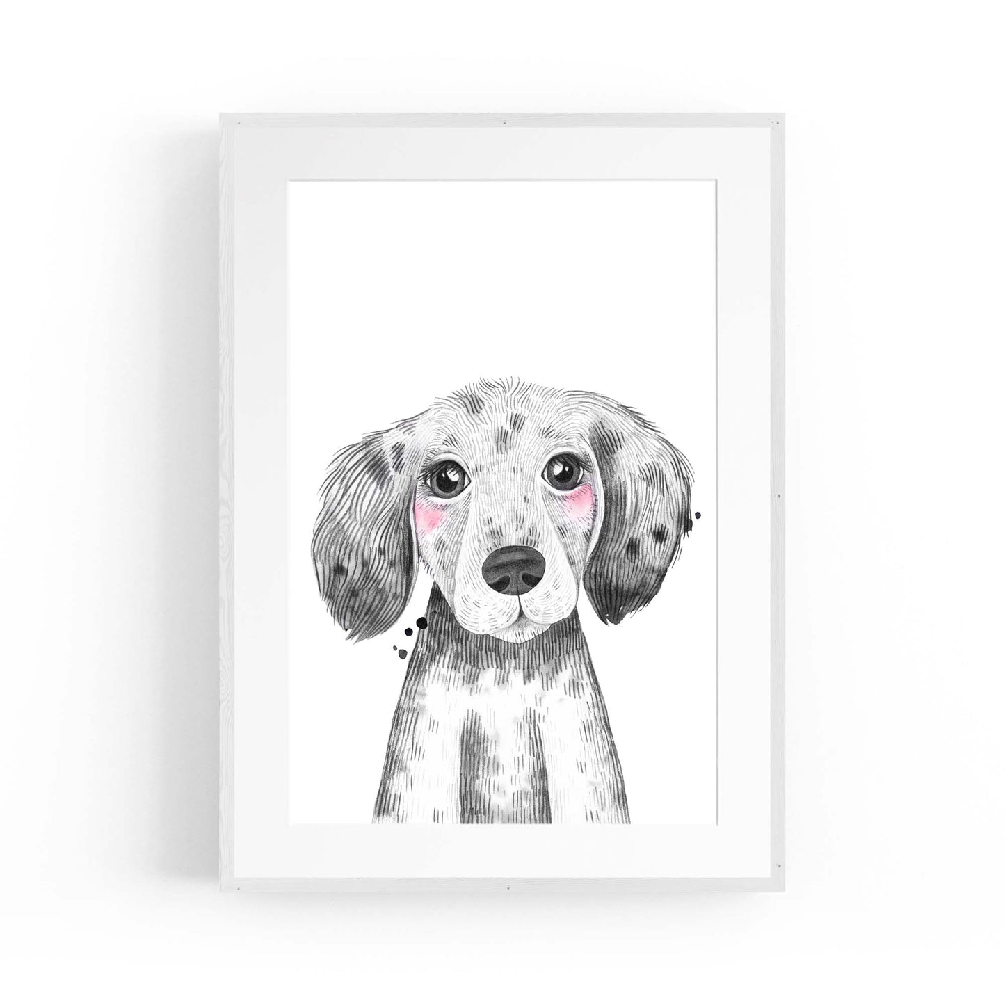 Cute Blushing Baby Puppy Dog Nursery Animal Art - The Affordable Art Company