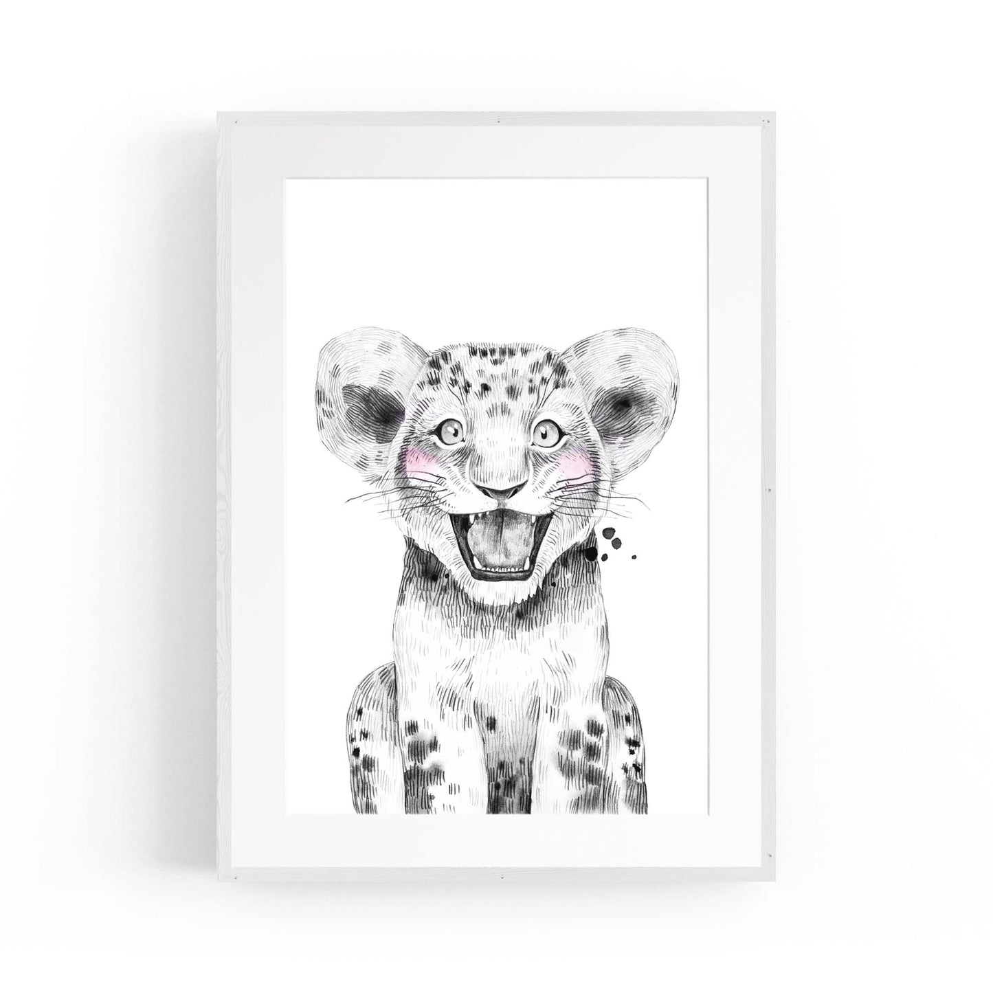 Cute Blushing Baby Lion Nursery Animal Wall Art - The Affordable Art Company