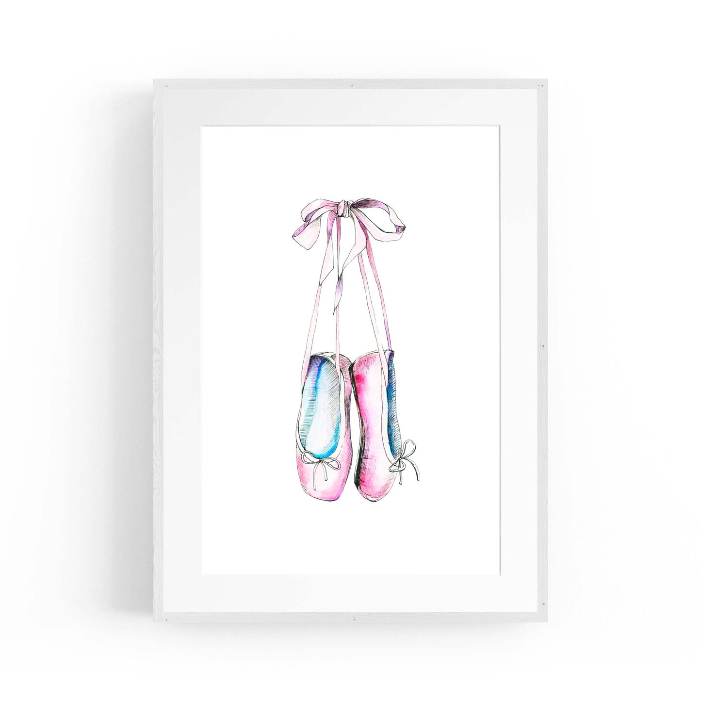 Cute Ballet Shoes Girls Bedroom Pink Wall Art - The Affordable Art Company