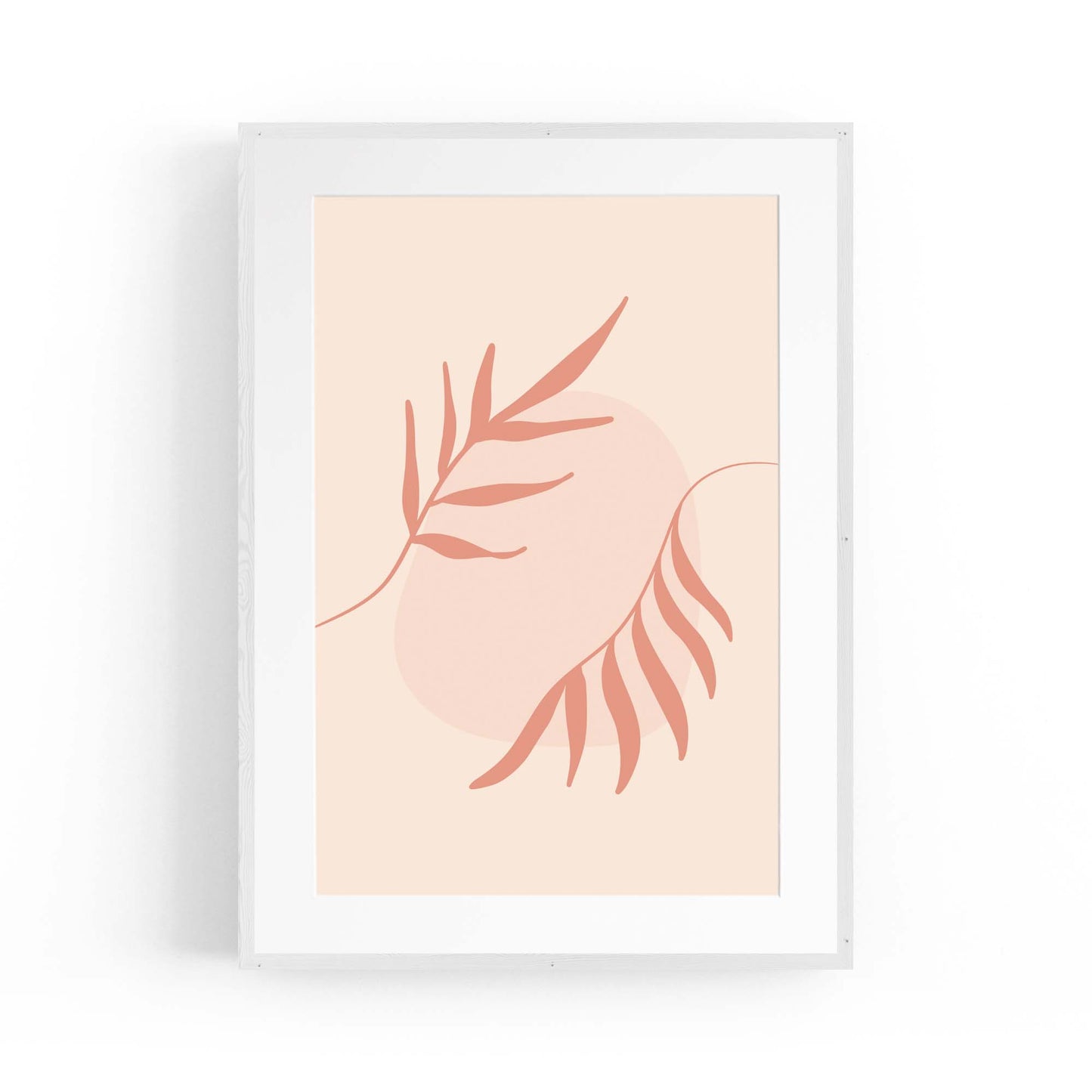 Minimal Leaf Pink & Pastel Retro Abstract Wall Art #2 - The Affordable Art Company