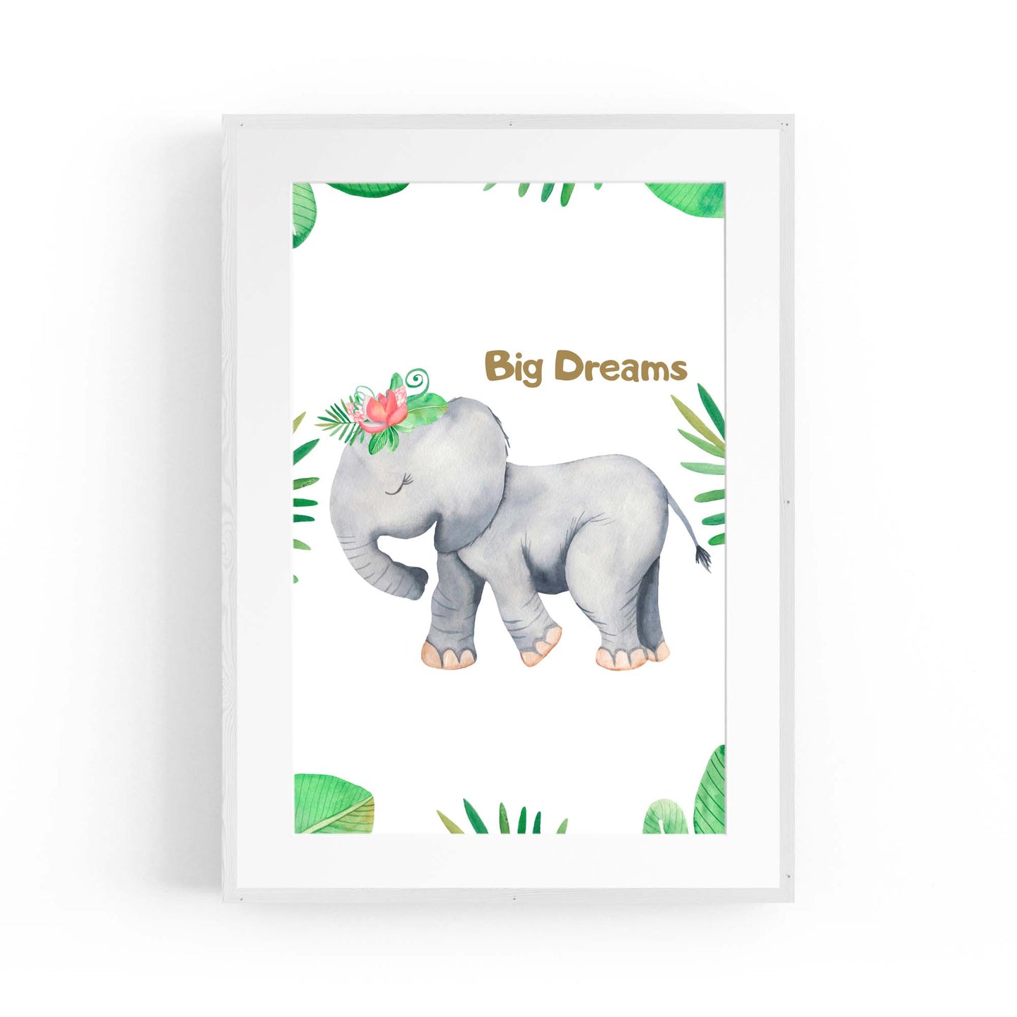 Elephant "Big Dreams" Nursery Quote Animal Art - The Affordable Art Company
