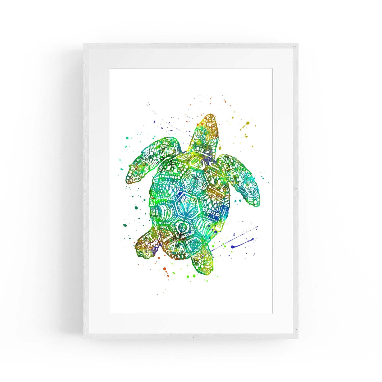 Green Sea Turtle Mandala Animal Wall Art - The Affordable Art Company