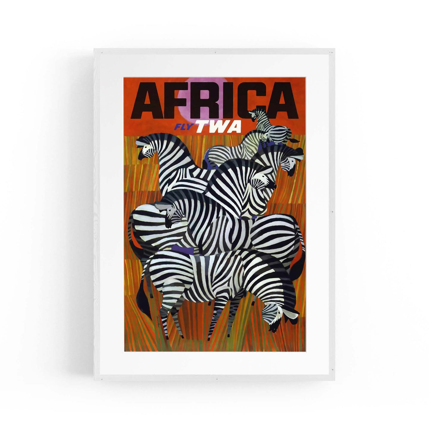Africa fly TWA Vintage Travel Advert Wall Art - The Affordable Art Company