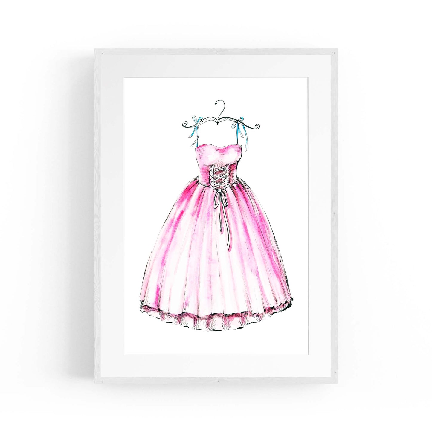 Pink Ballet Dress Girls Bedroom Ballerina Wall Art - The Affordable Art Company