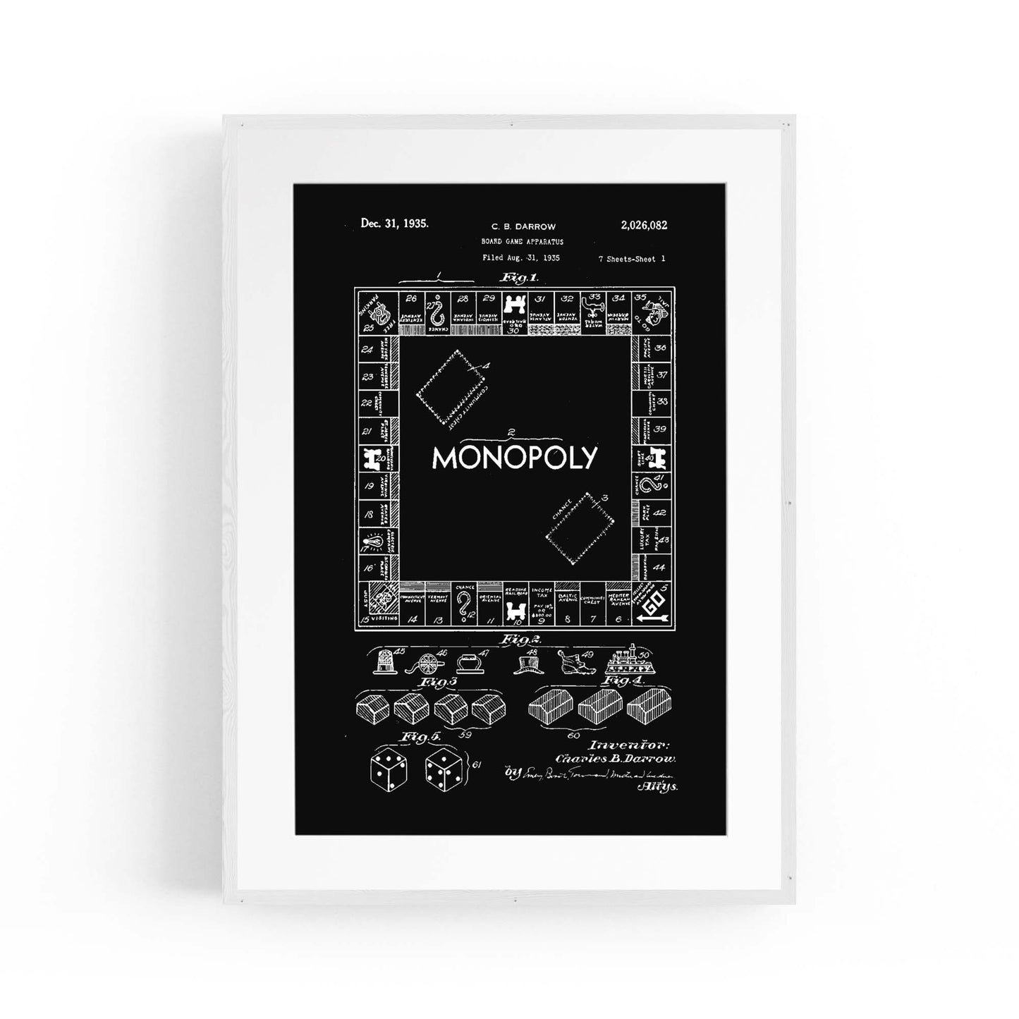 Vintage Monopoly Patent Black Patent Wall Art #1 - The Affordable Art Company