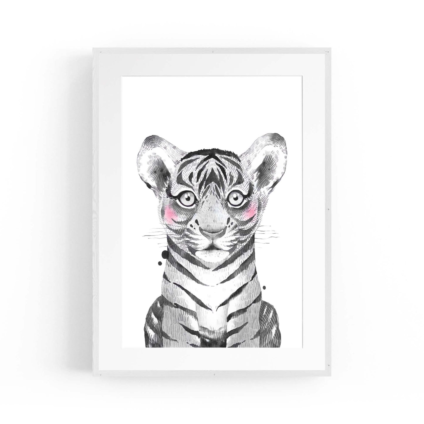 Cute Blushing Baby Tiger Nursery Animal Wall Art - The Affordable Art Company