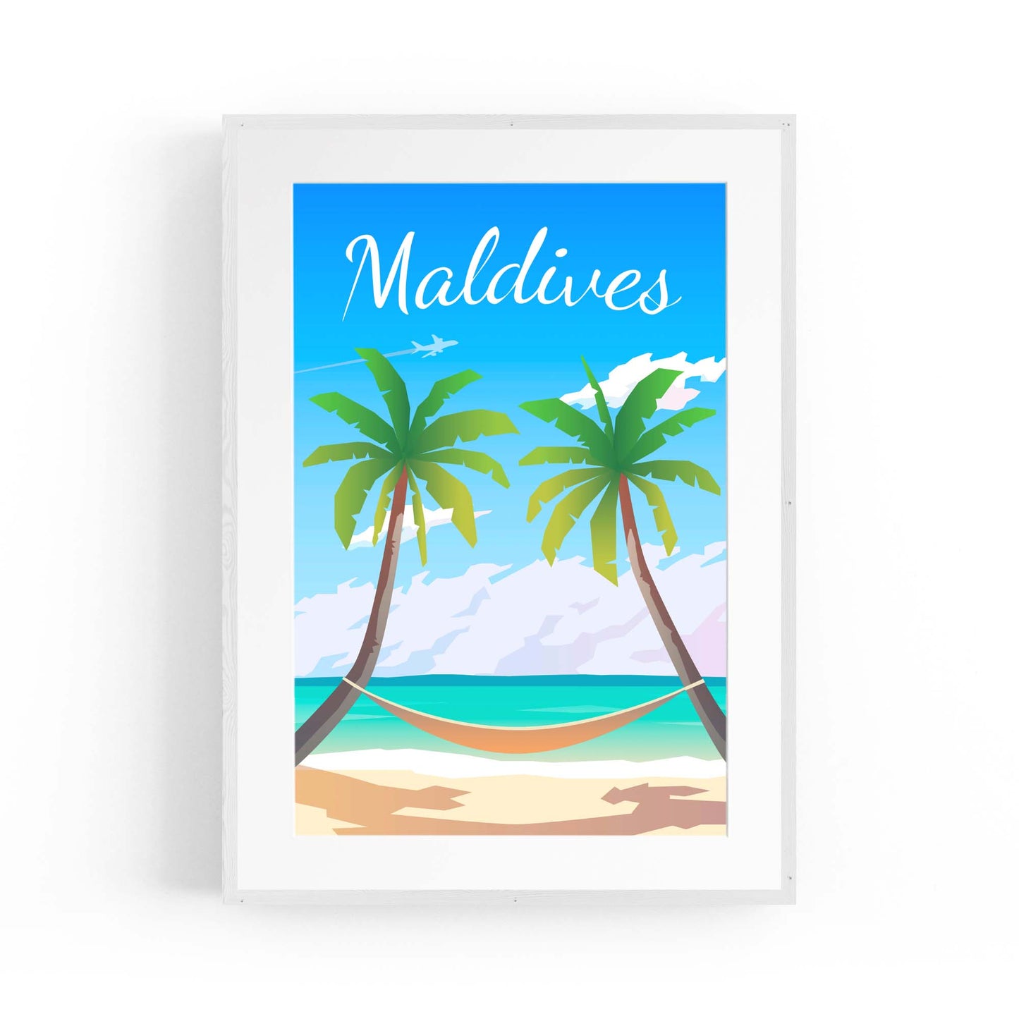 Retro Maldives Tropical Travel Vintage Wall Art - The Affordable Art Company