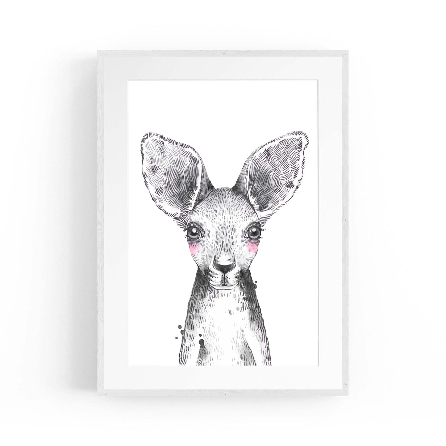 Cute Blushing Baby Kangaroo Nursery Animal Wall Art - The Affordable Art Company