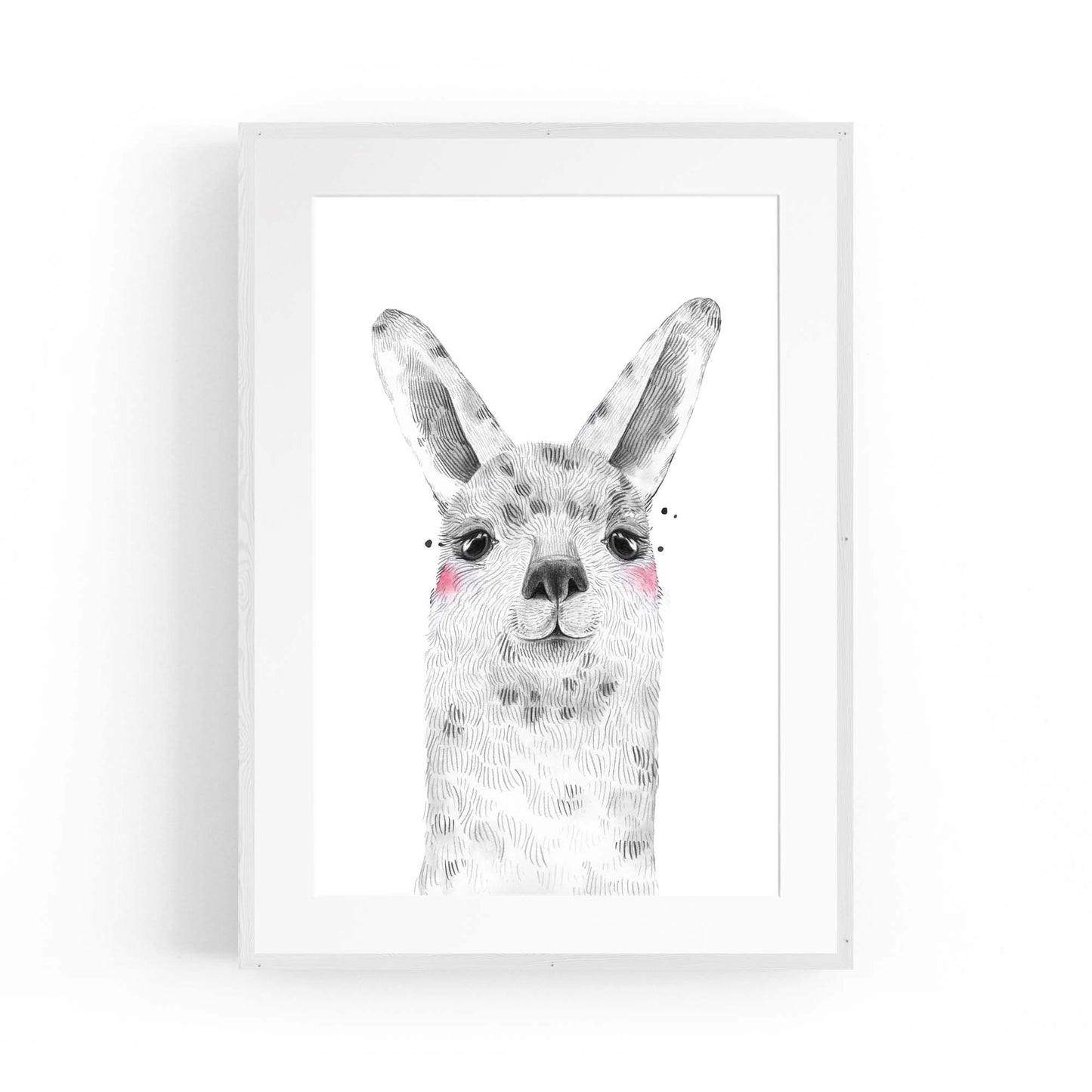 Cute Blushing Baby Alpaca Nursery Animal Wall Art - The Affordable Art Company