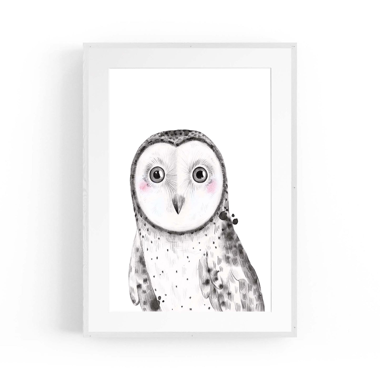 Cute Blushing Baby Owl Nursery Animal Wall Art - The Affordable Art Company