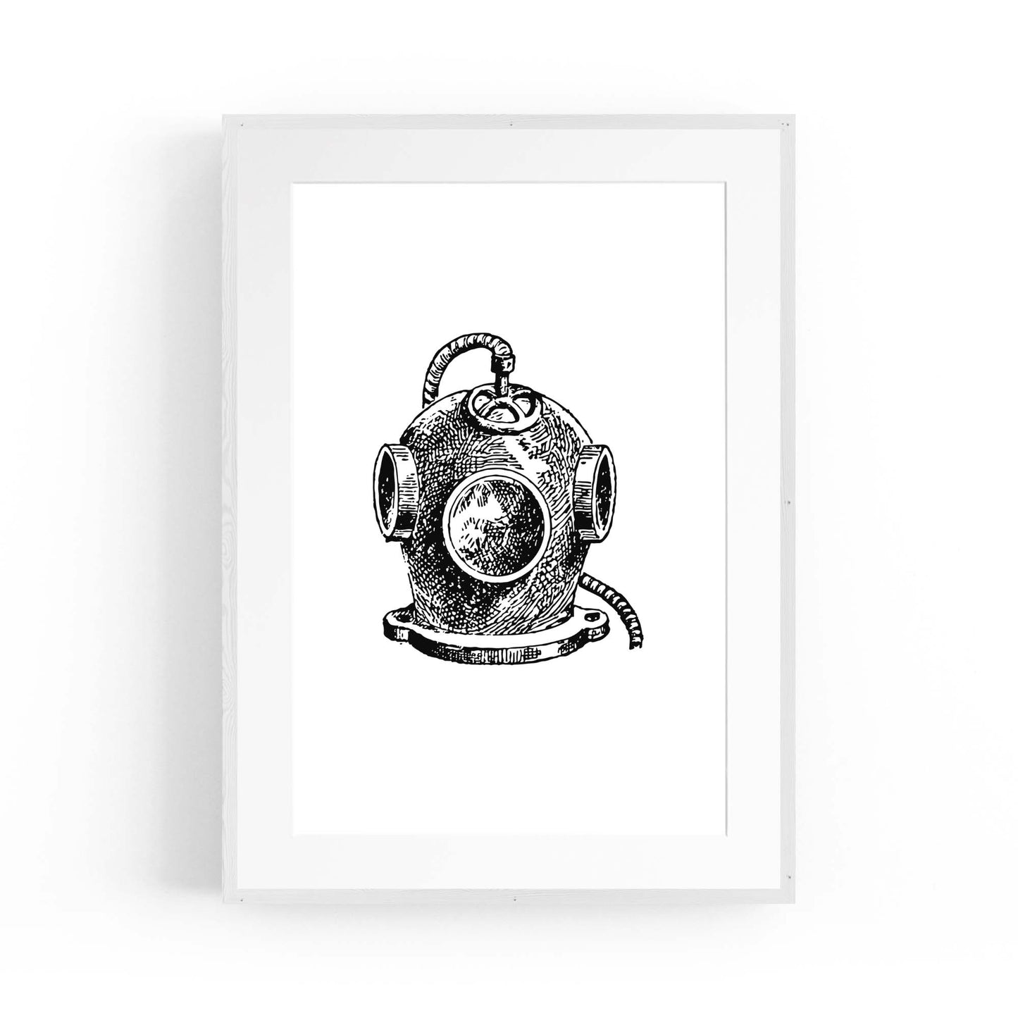 Diving Helmet Drawing Nautical Coastal Wall Art #2 - The Affordable Art Company