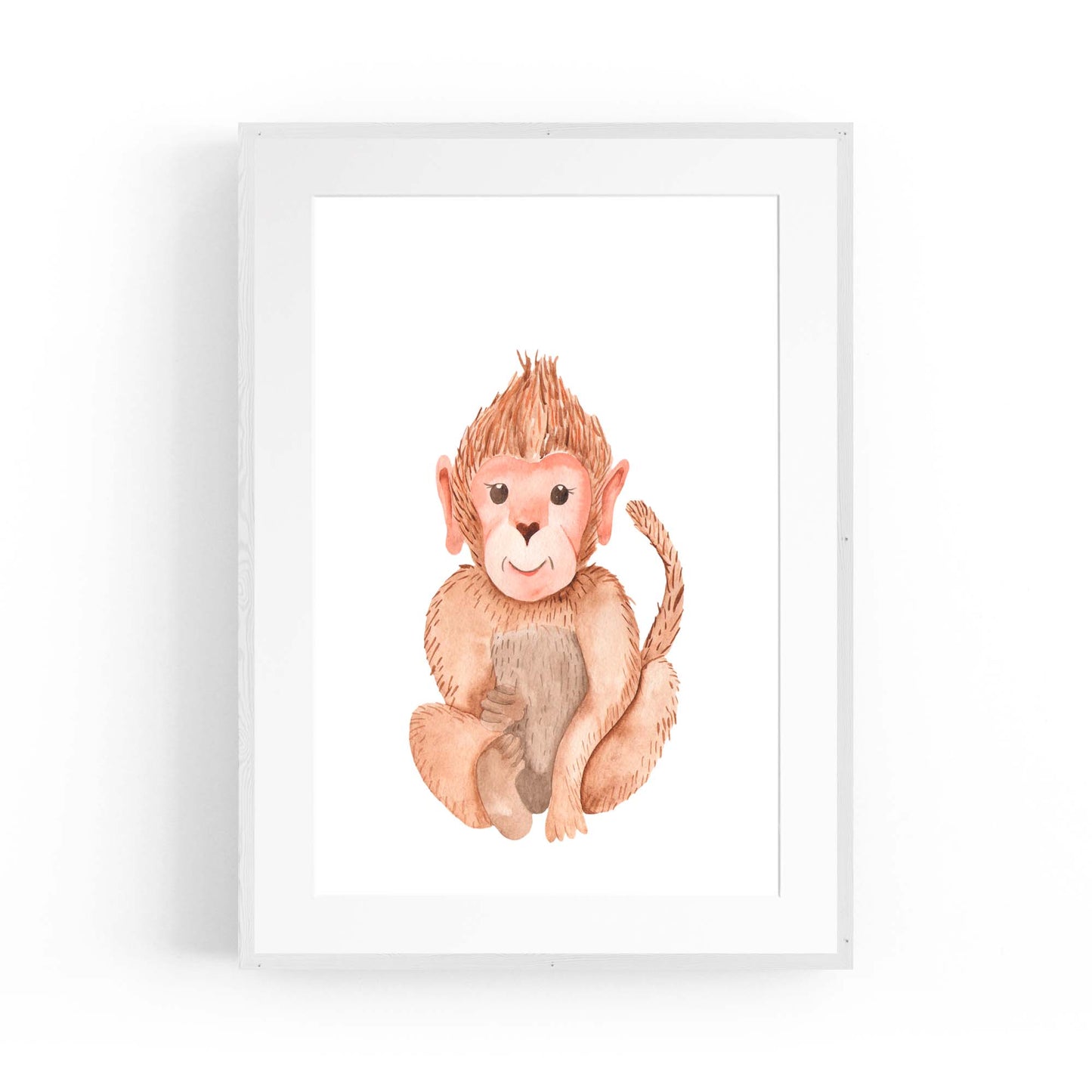 Cartoon Monkey Cute Nursery Baby Animal Art - The Affordable Art Company