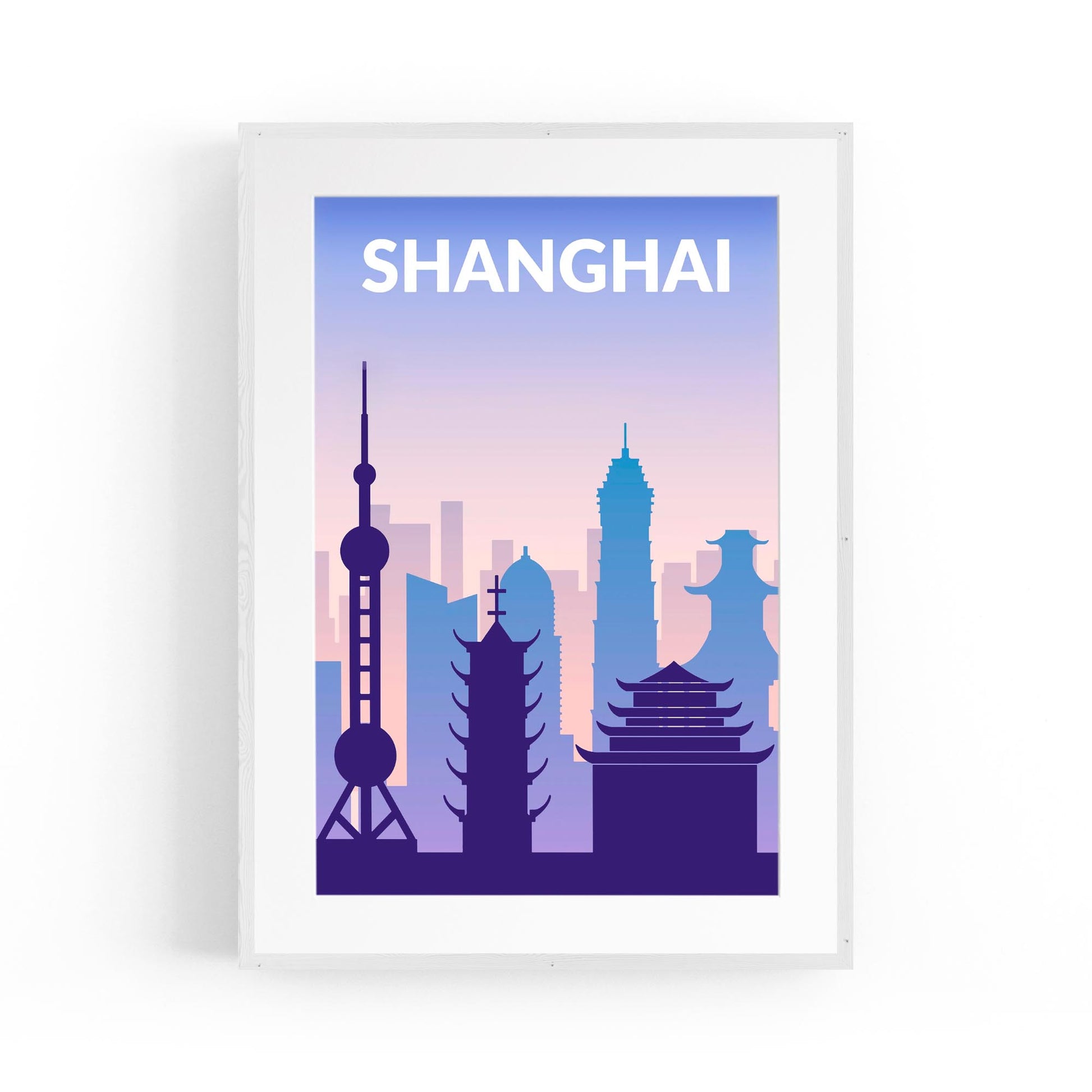 Retro Shanghai China Travel Advert Wall Art - Portsby