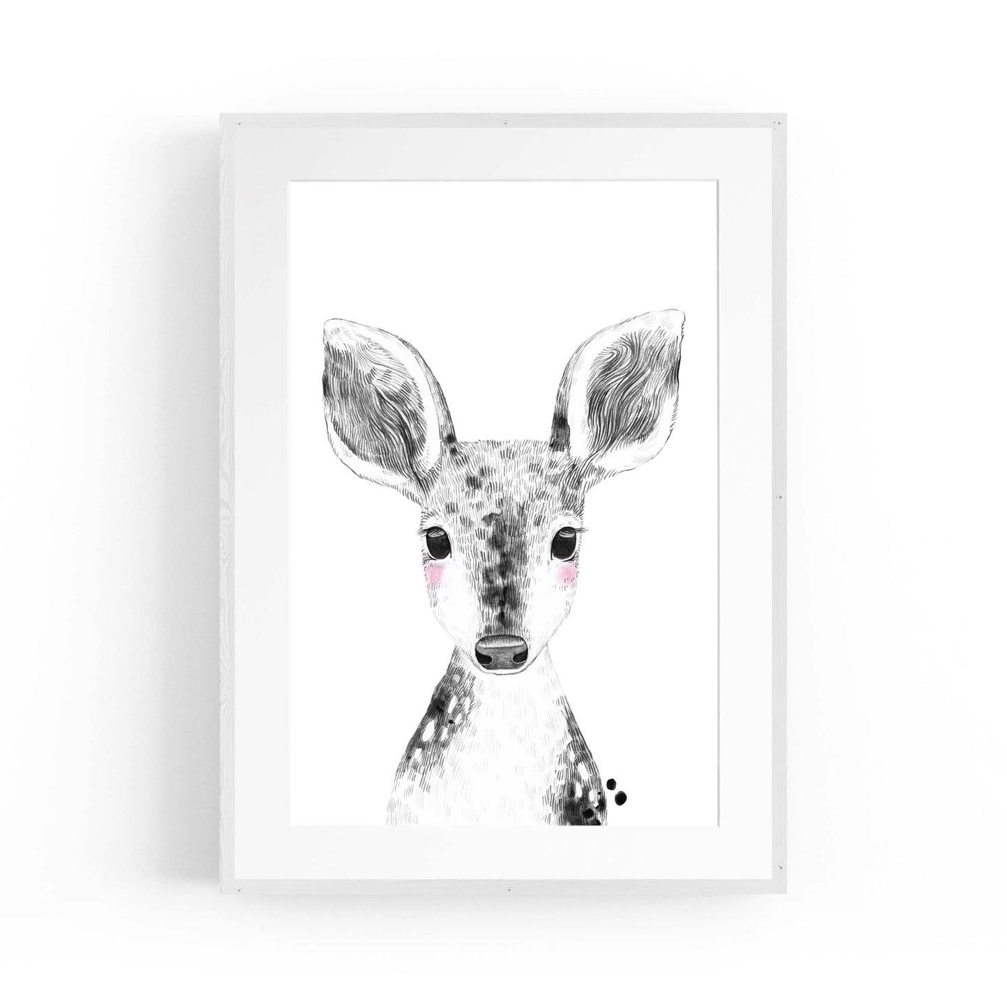 Cute Blushing Baby Deer Nursery Animal Wall Art - The Affordable Art Company