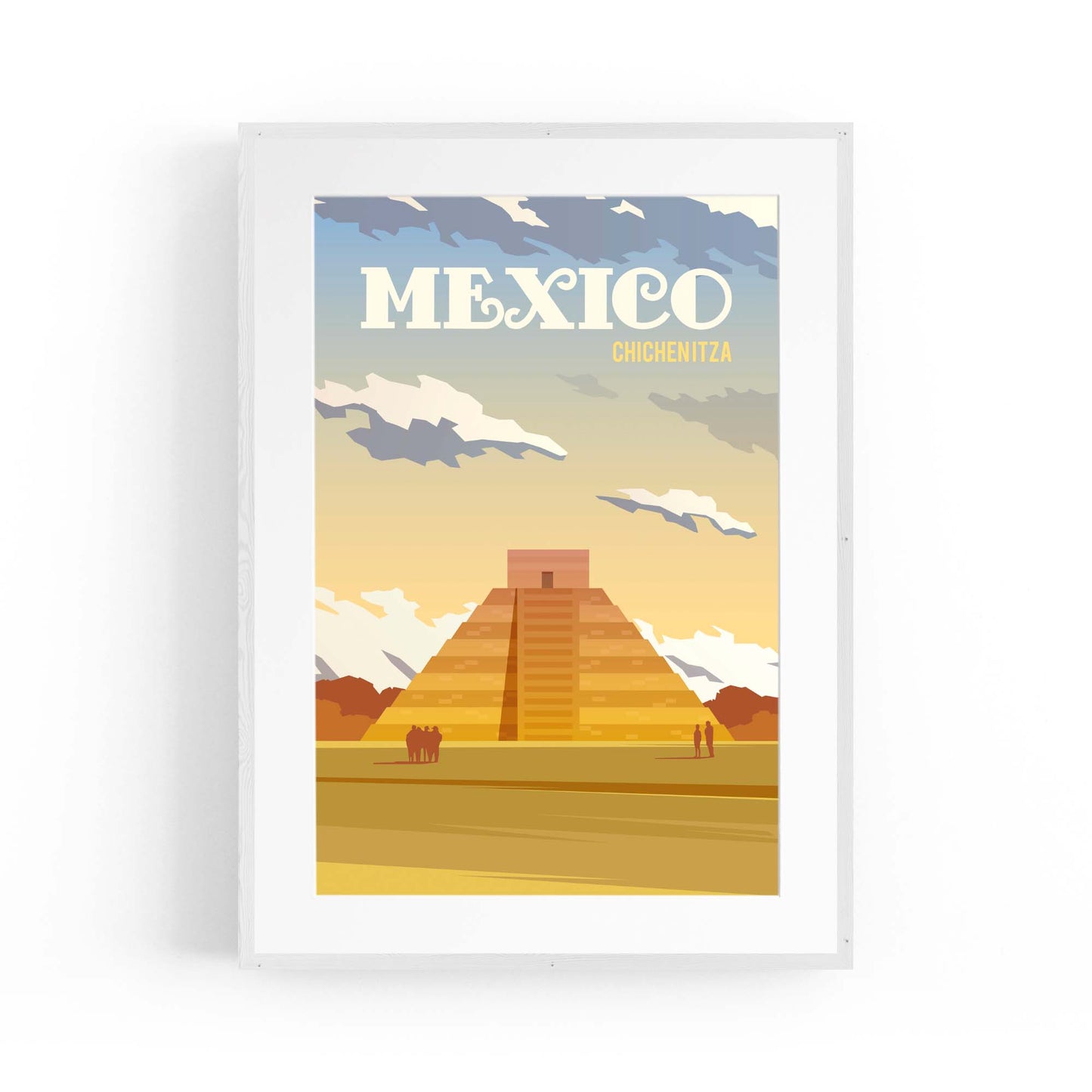 Retro Chichen Itza, Mexico Travel Vintage Wall Art - The Affordable Art Company