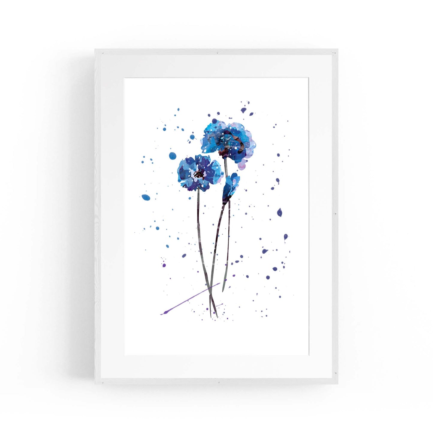 Scandi Blue Flower Design Minimal Kitchen Wall Art #1 - The Affordable Art Company