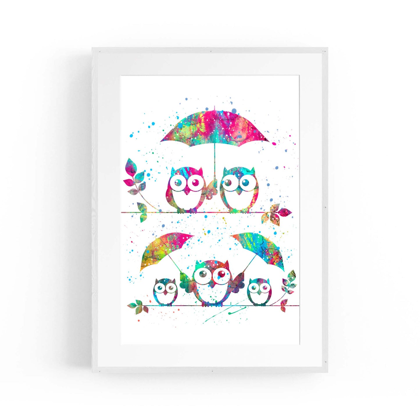 Owl Painting Portrait Minimal Black Wall Art #2 - The Affordable Art Company