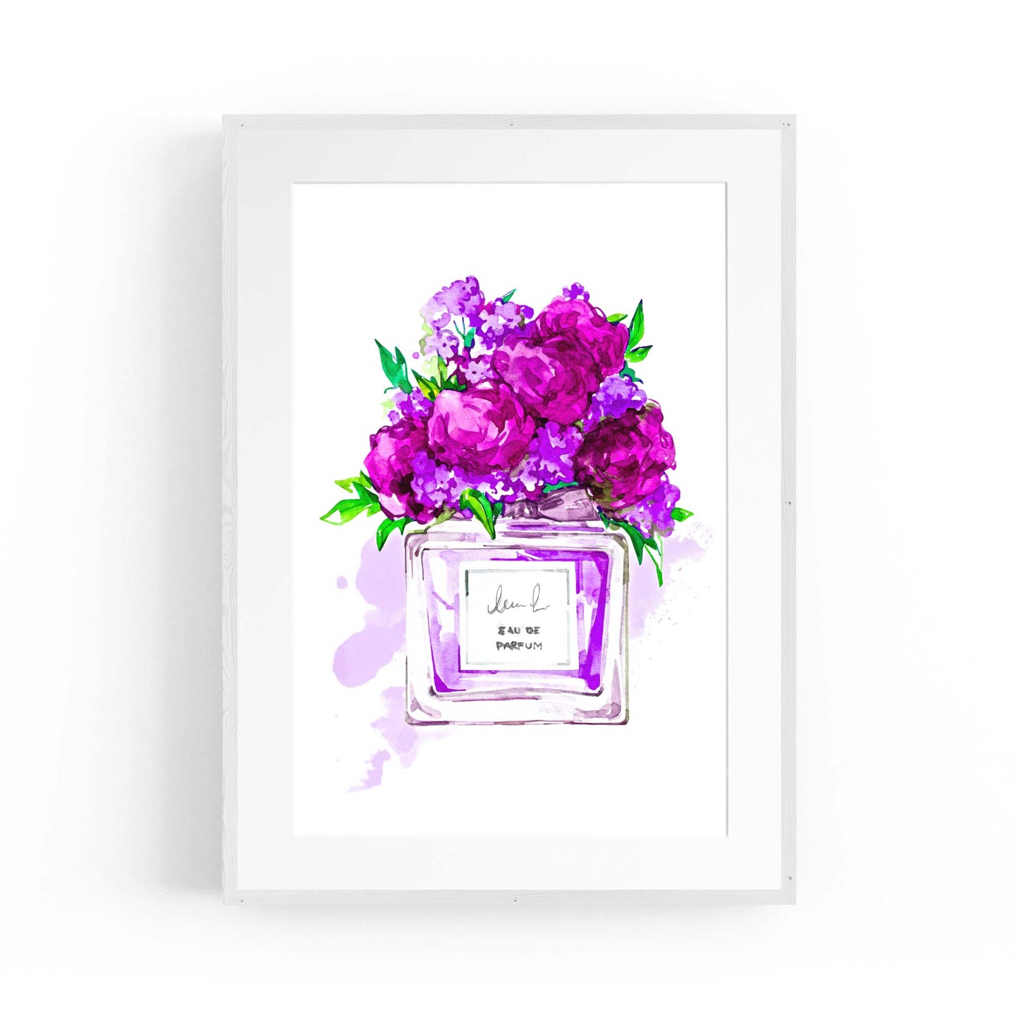 Purple Floral Perfume Bottle Fashion Wall Art - The Affordable Art Company