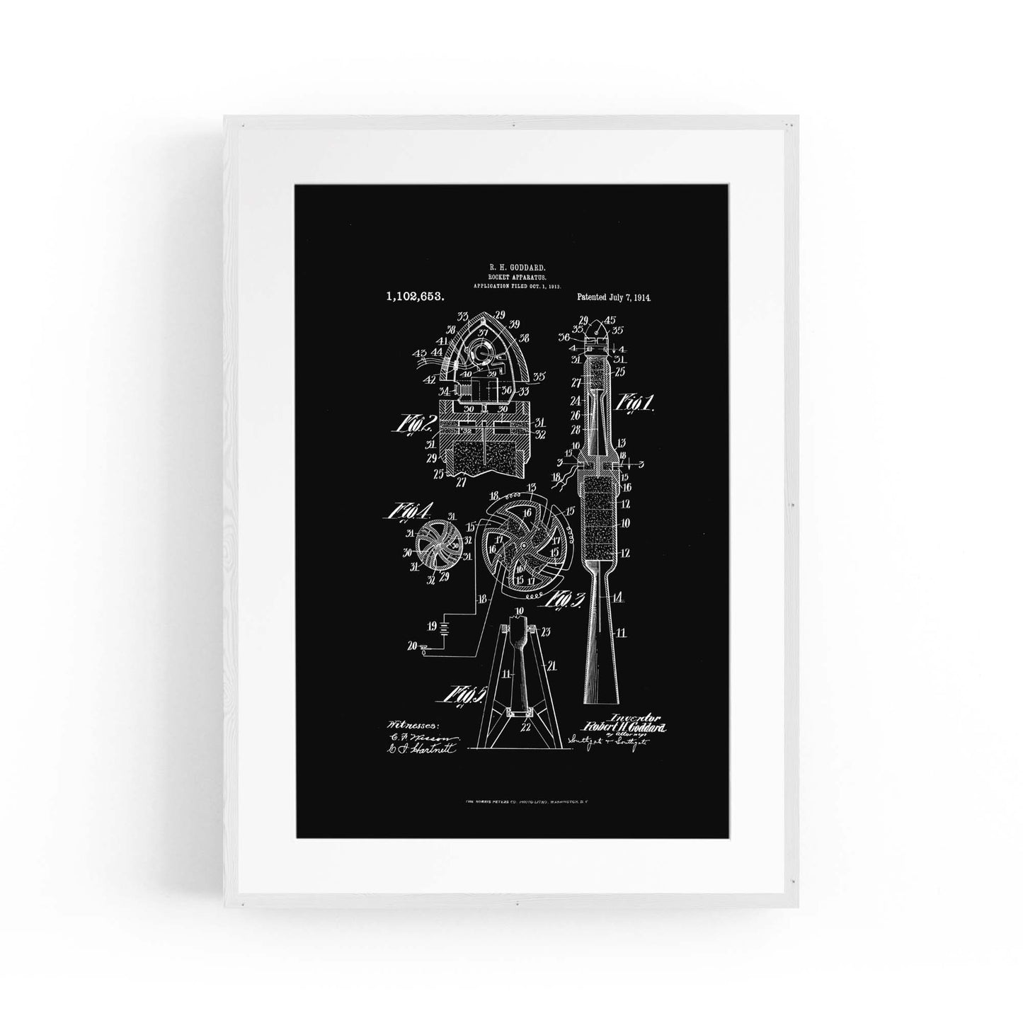 Vintage Rocket Patent Engineering Wall Art #1 - The Affordable Art Company