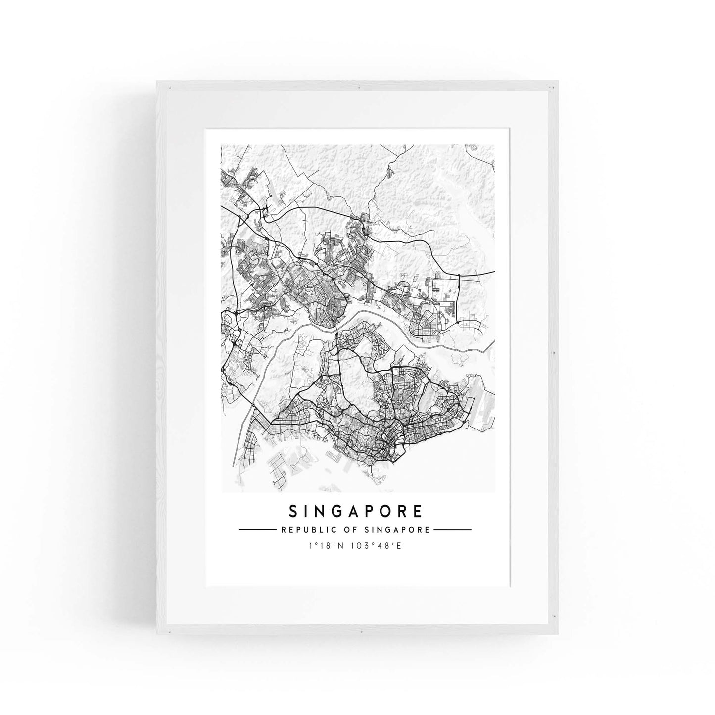 Singapore Minimal Map Wall Art - The Affordable Art Company