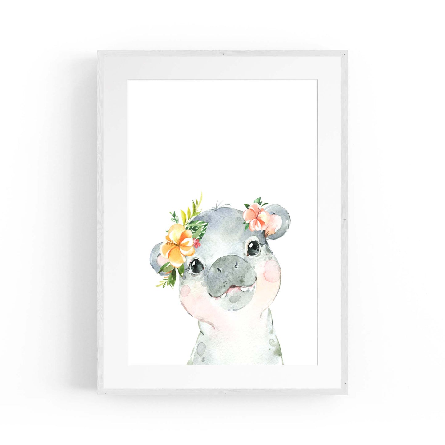 Cute Baby Hippo Nursery Animal Gift Wall Art #2 - The Affordable Art Company
