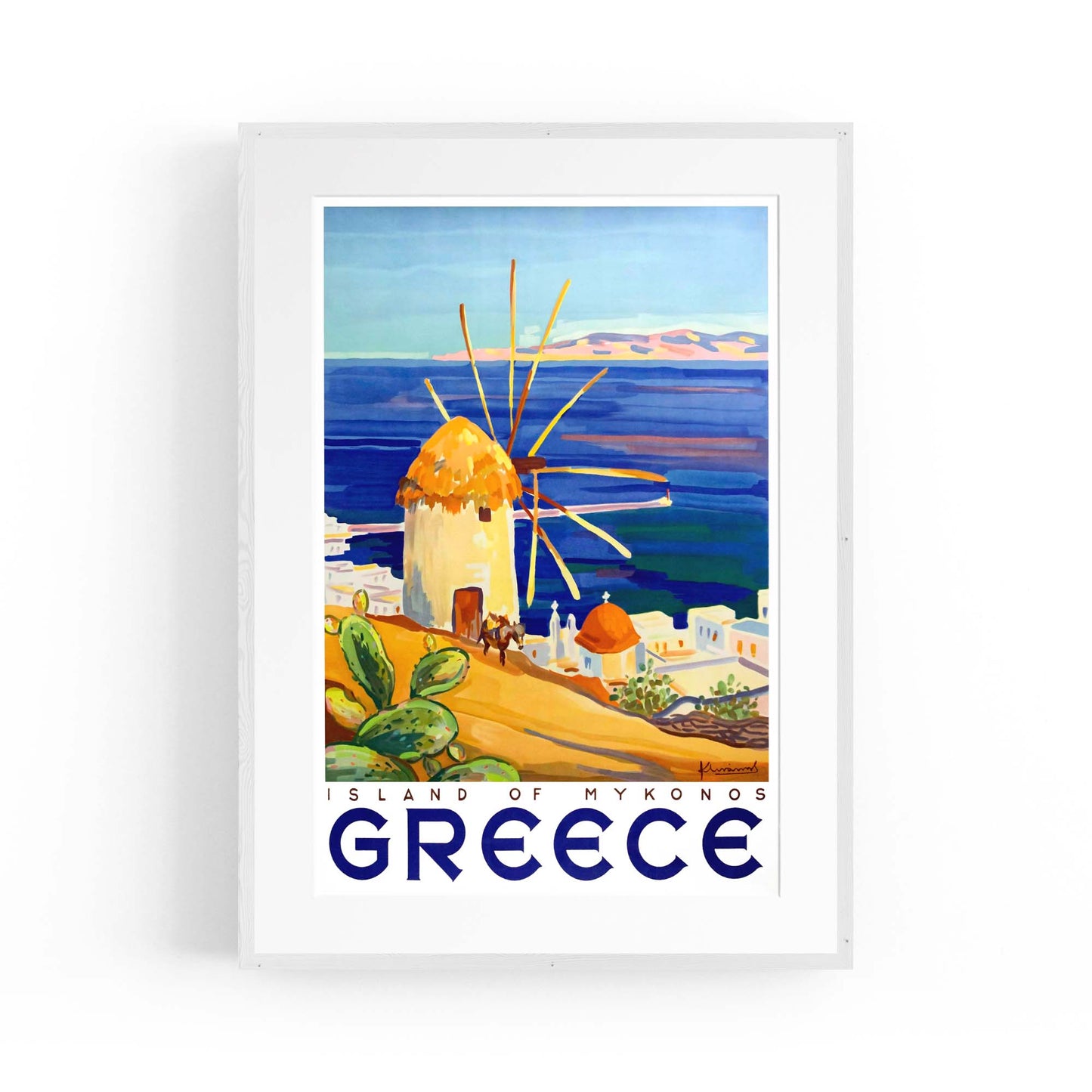 Island of Mykonos Greece Vintage Travel Advert Wall Art - The Affordable Art Company