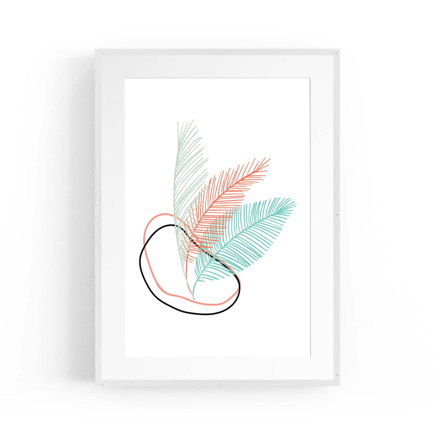 Minimal Feather Neon Abstract Design Wall Art #1 - The Affordable Art Company