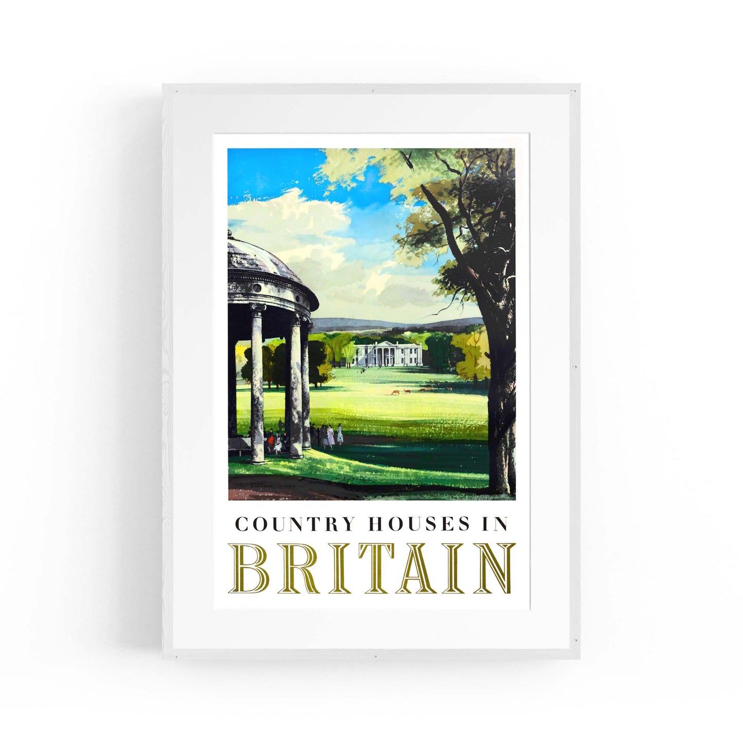 Country Houses In Britain Vintage Travel Advert Wall Art - The Affordable Art Company