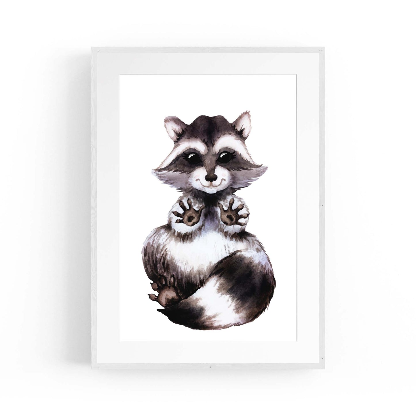 Cartoon Raccoon Cute Nursery Baby Animal Art - The Affordable Art Company