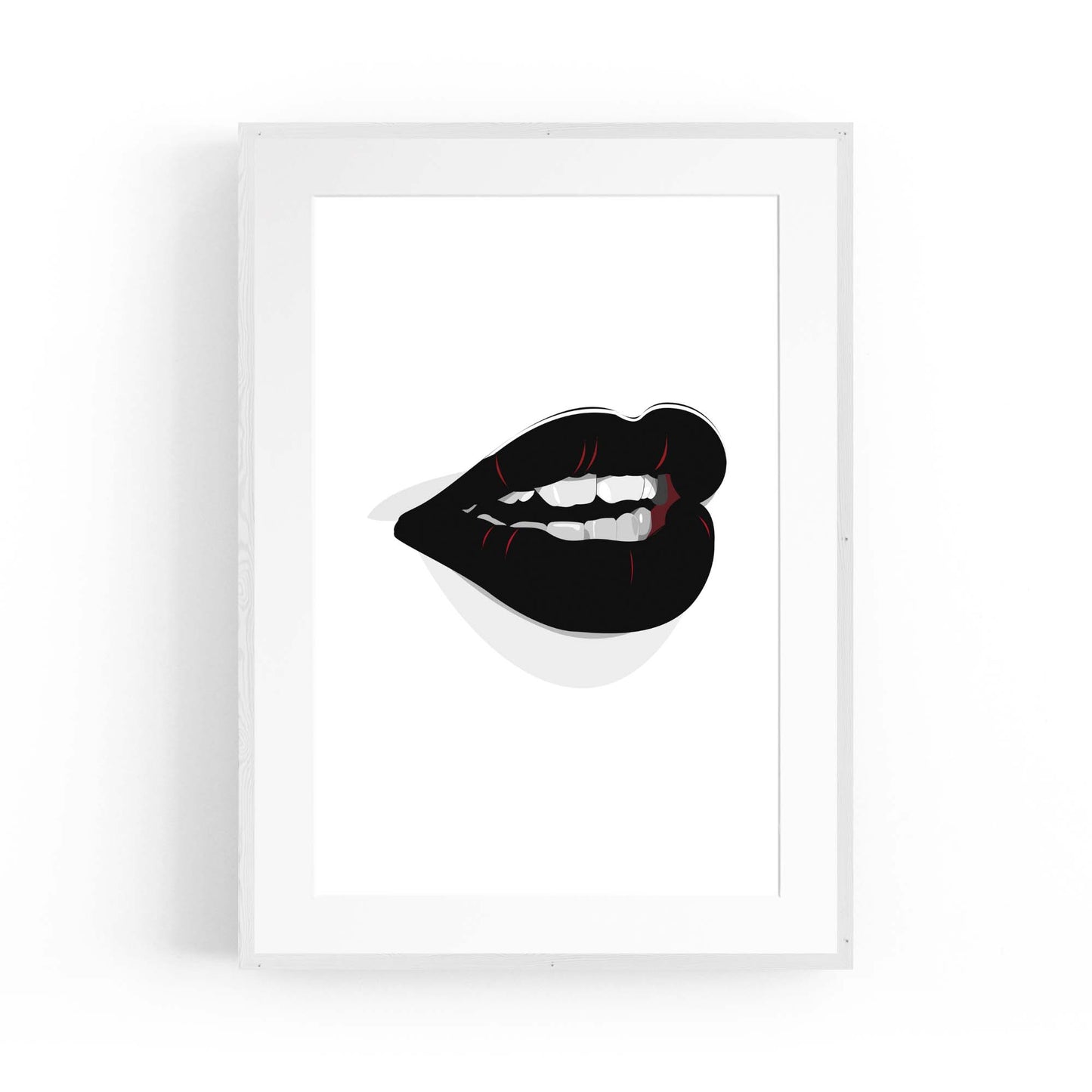 Black Lips Fashion Minimal Girls Bedroom Wall Art - The Affordable Art Company