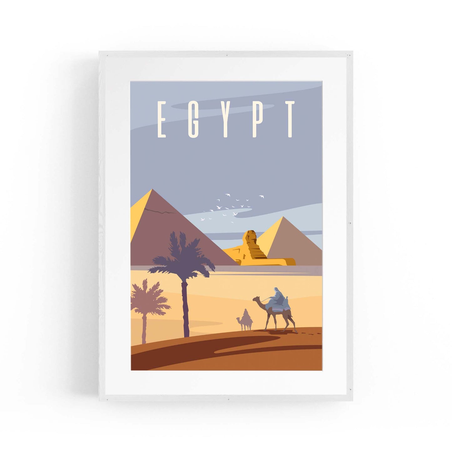 Retro Pyramids Egypt World Travel Vintage Wall Art - The Affordable Art Company