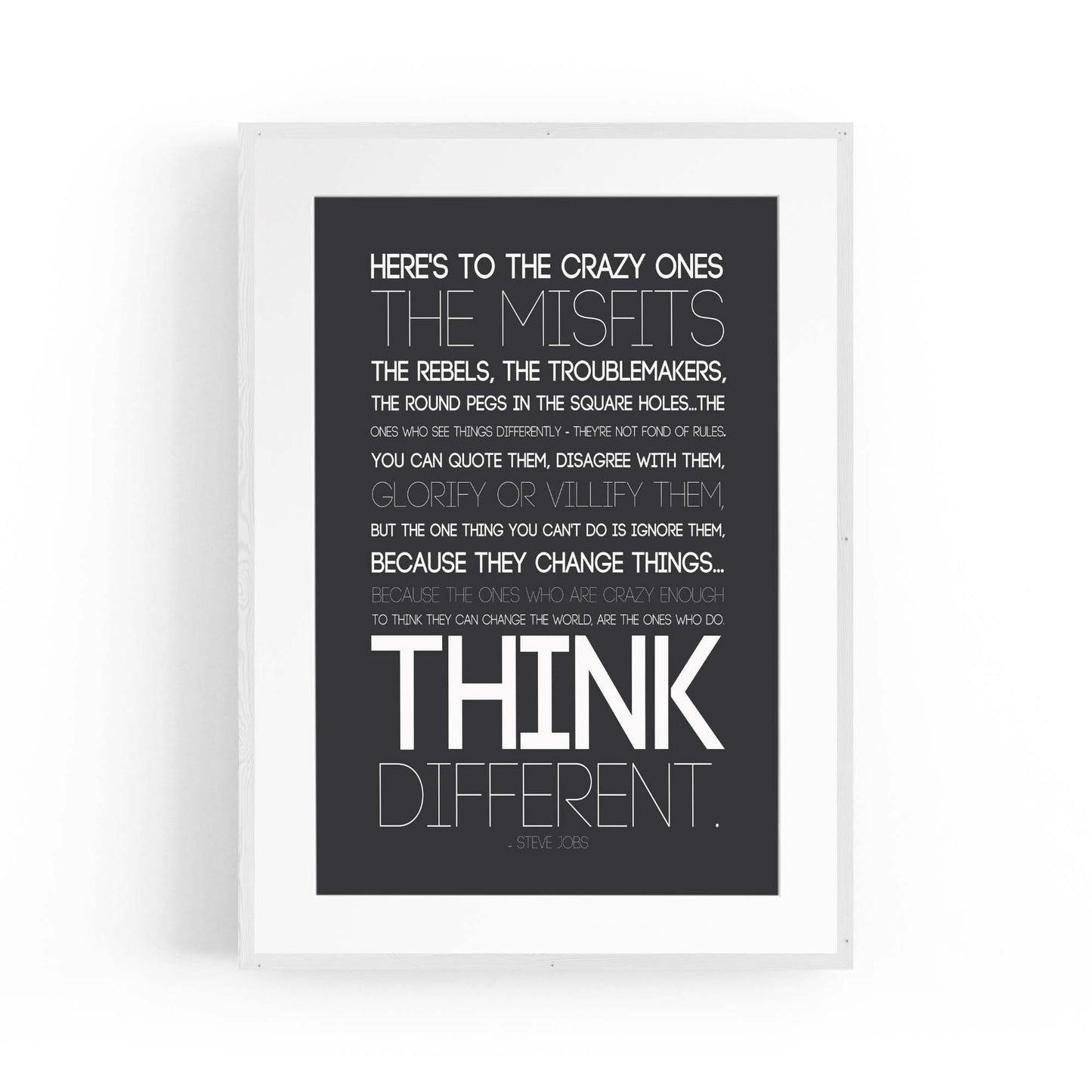 "Think Different" Steve Jobs Office Quote Wall Art - The Affordable Art Company