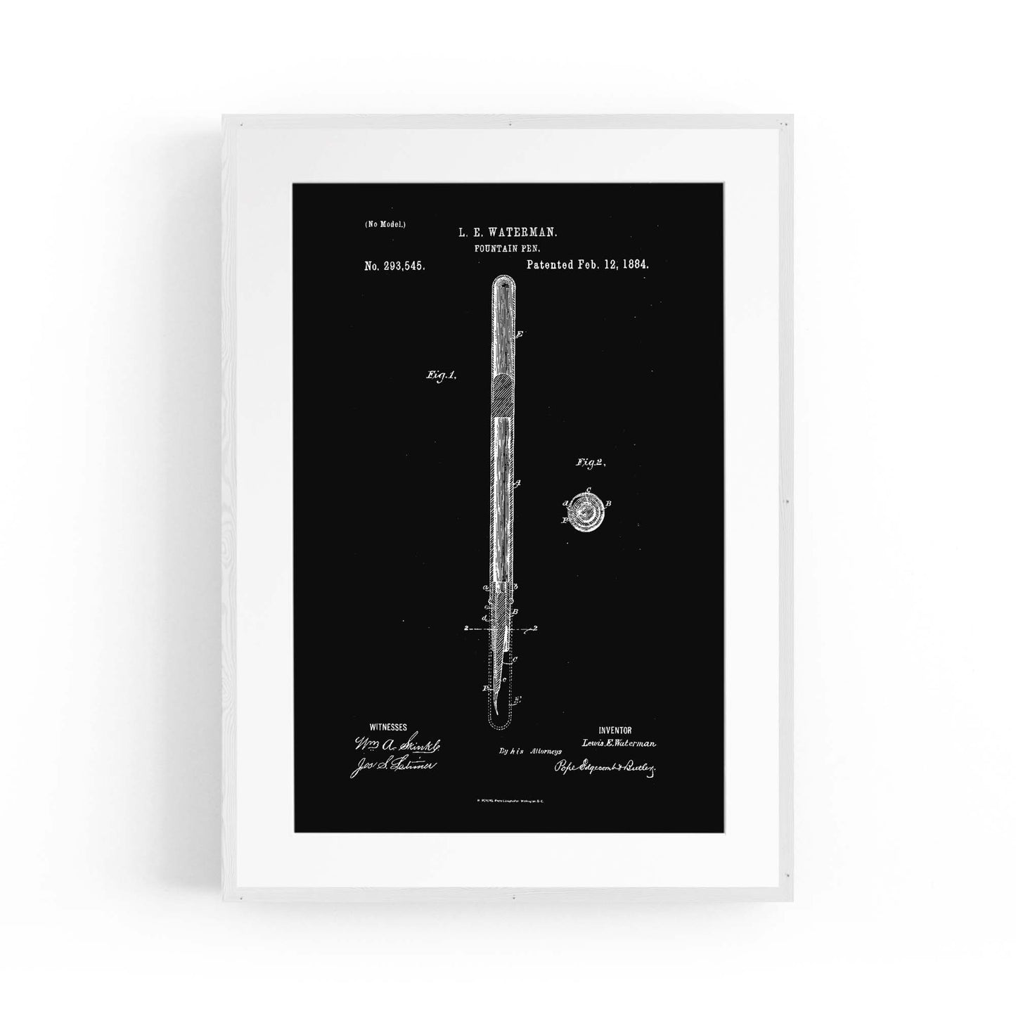 Vintage Fountain Pen Patent Artwork Wall Art #1 - The Affordable Art Company
